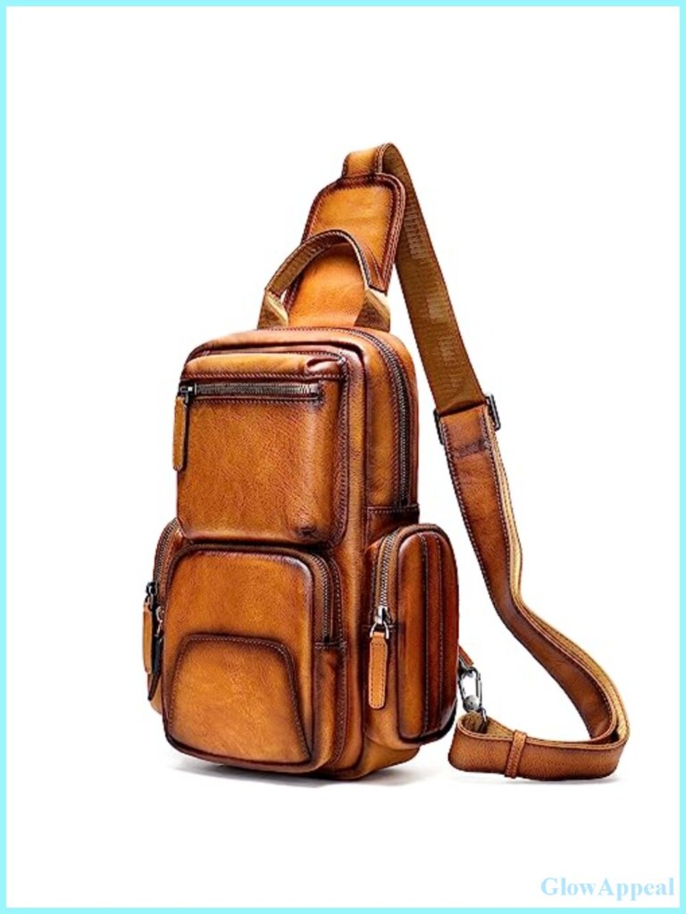 Genuine Leather Sling Bag Handmade Crossbody Shoulder Backpack Hiking Daypack